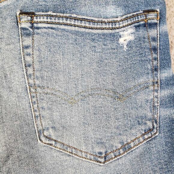 American Eagle AE Jeans Men’s Size 31x32 Flex Denim Slim 5-Pocket Distressed - Picture 4 of 11